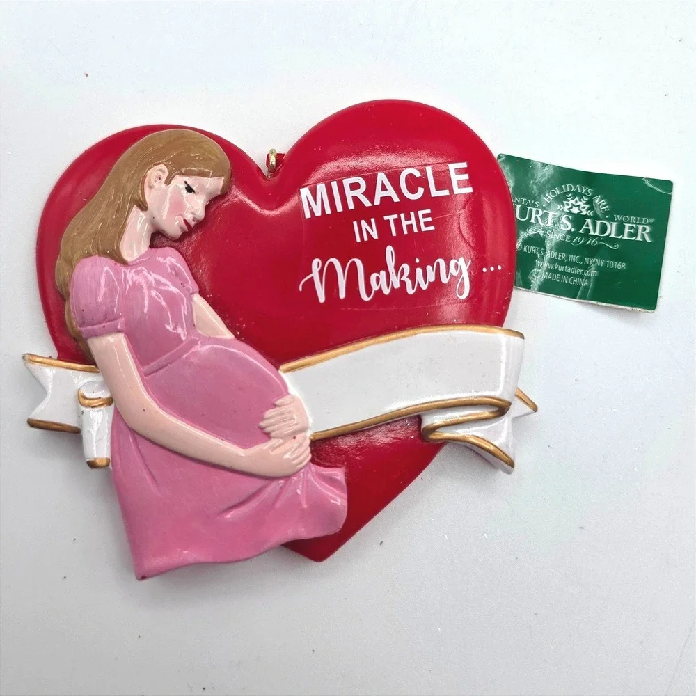 Kurt S. Adler Miracle in the Making‎ Pregnant Mother Resin Ornament Heart A2058